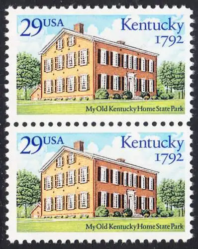 USA Michel 2240 / Scott 2636 postfrisch vert.PAAR - 200 Jahre Staat Kentucky: Old Kentucky Home State Park, Bordstown