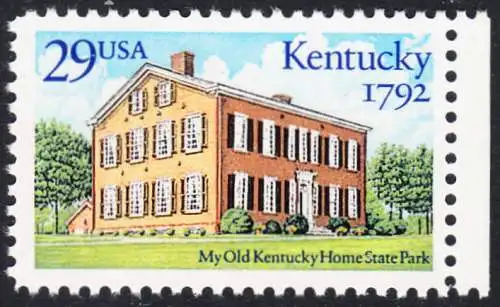 USA Michel 2240 / Scott 2636 postfrisch EINZELMARKE RAND rechts (a2) - 200 Jahre Staat Kentucky: Old Kentucky Home State Park, Bordstown