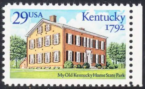 USA Michel 2240 / Scott 2636 postfrisch EINZELMARKE RAND rechts (a3) - 200 Jahre Staat Kentucky: Old Kentucky Home State Park, Bordstown
