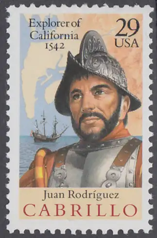 USA Michel 2322 / Scott 2704 postfrisch (Gumm.beeintr.) EINZELMARKE - 450. Jahrestag der Entdeckung von Kalifornien: Juan Rodriguez Cabrillo (1499-1543), Entdecker von Kalifornien
