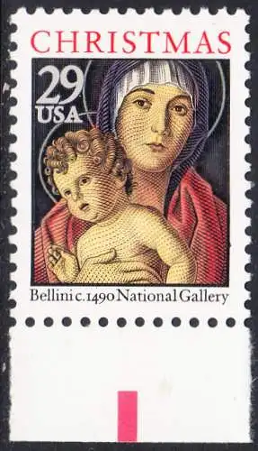 USA Michel 2328A / Scott 2710 postfrisch EINZELMARKE RAND unten (a2) - Weihnachten: Maria mit Kind