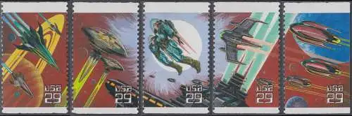 USA Michel 2337-2341 / Scott 2741-2745 postfrisch SATZ(5) EINZELMARKEN (aus Markenheftchen) - Science Fiction: Raumfahrzeuge, Astronauten