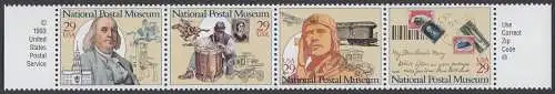 USA Michel 2390-2393 / Scott 2779-2782 postfrisch horiz.STRIP(4) R/L m/ copyright- & ZIP-code-Symbol - Nationales Postmuseum
