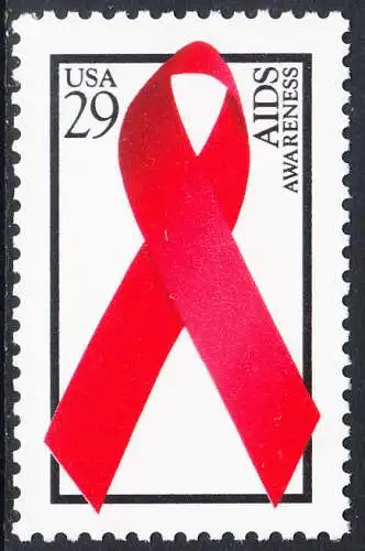 USA Michel 2426A / Scott 2806 postfrisch EINZELMARKE - Welt-AIDS-Tag: Abzeichen der Arthur-Ashe-Stiftung
