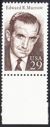USA Michel 2432 / Scott 2812 postfrisch EINZELMARKE RAND unten - Edward R. Murrow: Rundfunkreporter