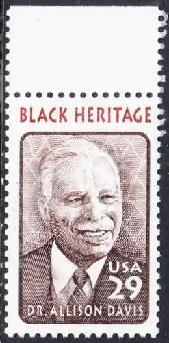 USA Michel 2434 / Scott 2816 postfrisch EINZELMARKE RAND oben (a1) - Schwarzamerikanisches Erbe: Allison Davis, Anthropologe und Psychologe