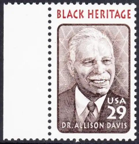 USA Michel 2434 / Scott 2816 postfrisch EINZELMARKE RAND links - Schwarzamerikanisches Erbe: Allison Davis, Anthropologe und Psychologe