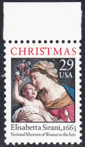 USA Michel 2526A / Scott 2871 postfrisch EINZELMARKE RAND oben (a1) - Weihnachten: Maria mit Kind