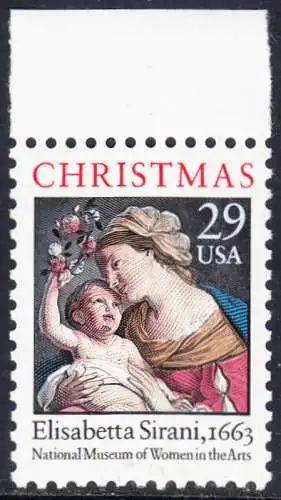 USA Michel 2526A / Scott 2871 postfrisch EINZELMARKE RAND oben (a2) - Weihnachten: Maria mit Kind