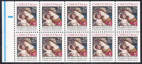 USA Michel 2526D / Scott 2871b postfrisch Markenheftchen-Blatt(10) - Weihnachten: Maria mit Kind