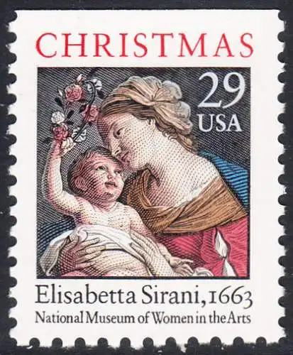 USA Michel 2526D / Scott 2871b postfrisch EINZELMARKE (oben ungezähnt) - Weihnachten: Maria mit Kind