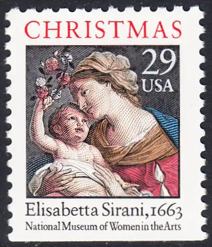USA Michel 2526D / Scott 2871b postfrisch EINZELMARKE (unten ungezähnt) - Weihnachten: Maria mit Kind