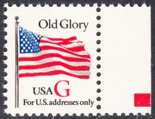 USA Michel 2533 / Scott 2882 postfrisch EINZELMARKE RAND rechts - Flagge \"Old Glory\" (rotes G)