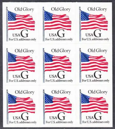 USA Michel 2536F / Scott 2886 postfrisch BLOCK(9) - Flagge \"Old Glory\" 