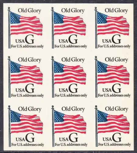 USA Michel 2537 / Scott 2887 postfrisch BLOCK(9) - Flagge \"Old Glory\" (schwarzes G)