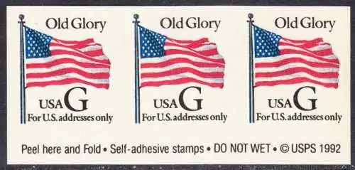 USA Michel 2537 / Scott 2887 postfrisch horiz.STRIP(3) - Flagge \"Old Glory\" (schwarzes G)
