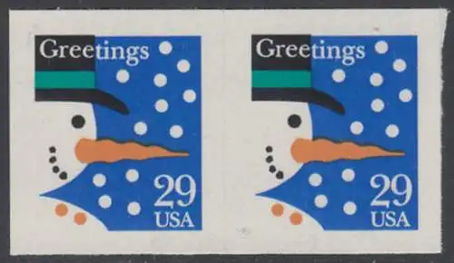 USA Michel 2422 / Scott 2803 postfrisch horiz.PAAR (a2) - Weihnachten: Schneemann