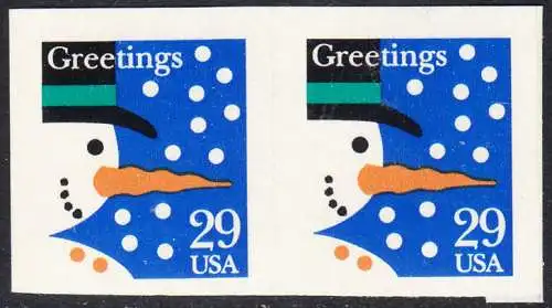 USA Michel 2422 / Scott 2803 postfrisch horiz.PAAR (a4) - Weihnachten: Schneemann