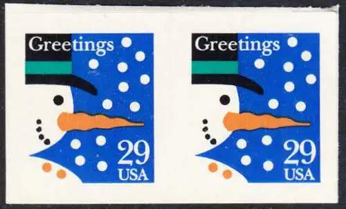 USA Michel 2422 / Scott 2803 postfrisch horiz.PAAR (a5) - Weihnachten: Schneemann