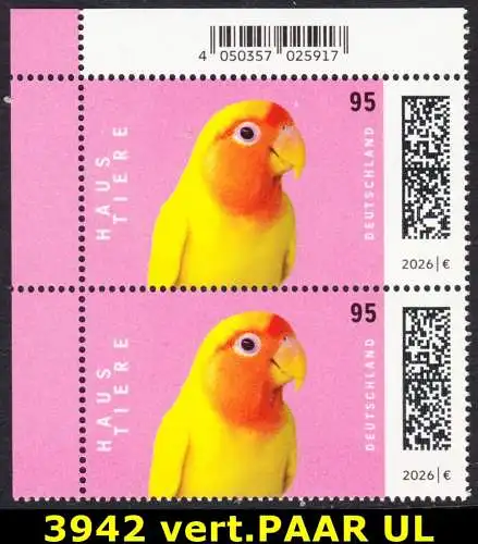 BUND 2026 Michel-# 3942 postfrisch vert.PAAR ECKRAND oben links