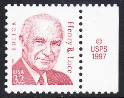 USA Michel 2948 / Scott 2935 postfrisch EINZELMARKE RAND rechts - Amerikanische Persönlichkeiten: Henry R. Luce (1898-1967), Verleger