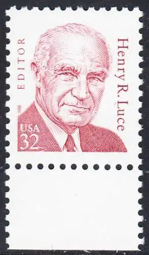 USA Michel 2948 / Scott 2935 postfrisch EINZELMARKE RAND unten - Amerikanische Persönlichkeiten: Henry R. Luce (1898-1967), Verleger