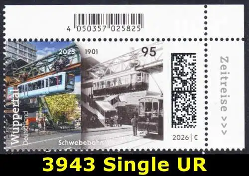 BUND 2026 Michel-# 3943 postfrisch EINZELMARKE ECKRAND oben rechts