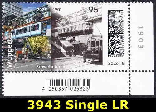 BUND 2026 Michel-# 3943 postfrisch EINZELMARKE ECKRAND unten rechts