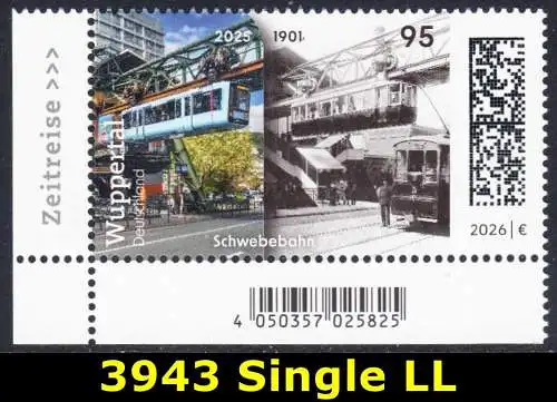 BUND 2026 Michel-# 3943 postfrisch EINZELMARKE ECKRAND unten links