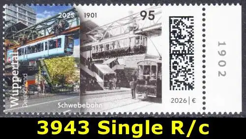 BUND 2026 Michel-# 3943 postfrisch EINZELMARKE RAND rechts (c)
