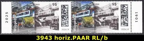 BUND 2026 Michel-# 3943 postfrisch horiz.PAAR RÄNDER rechts / links (b)