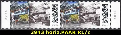 BUND 2026 Michel-# 3943 postfrisch horiz.PAAR RÄNDER rechts / links (c)