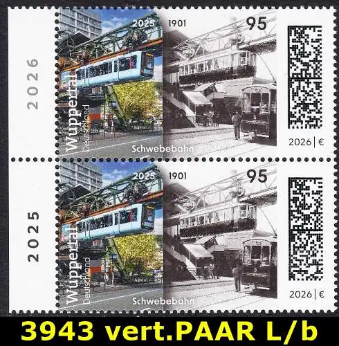 BUND 2026 Michel-# 3943 postfrisch  vert.PAAR RÄNDER links (b)