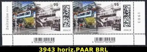 BUND 2026 Michel-# 3943 postfrisch  horiz.PAAR ECKRÄNDER unten rechts/links