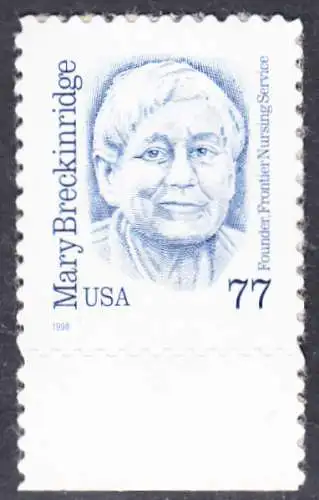 USA Michel 3063 / Scott 2942 postfrisch EINZELMARKE RAND unten - Amerikanische Persönlichkeiten: Mary Breckinridge (1881-1965), Krankenschwester und Hebamme