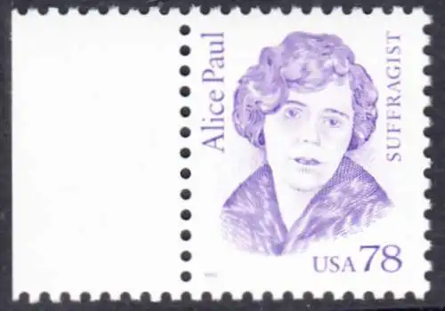 USA Michel 2613 / Scott 2943 postfrisch EINZELMARKE RAND links - Amerikanische Persönlichkeiten: Alice Paul (1885-1977), Frauenrechtlerin