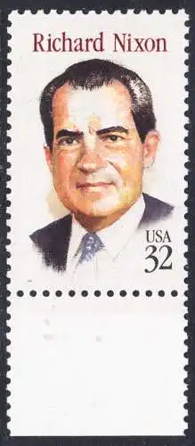 USA Michel 2557 / Scott 2955 postfrisch EINZELMARKE RAND unten - Richard Nixon (1913-1994), 37. Präsident, reg. 1969-1974