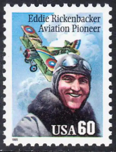 USA Michel 2642 / Scott 2998 postfrisch EINZELMARKE - Flugpioniere: Eddie Rickenbacker (1890-1973); Spad XIII-Doppeldecker