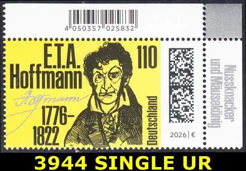 BUND 2026 Michel-# 3944 postfrisch EINZELMARKE ECKRAND oben rechts