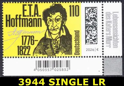 BUND 2026 Michel-# 3944 postfrisch EINZELMARKE ECKRAND unten rechts