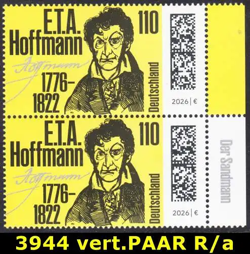 BUND 2026 Michel-# 3944 postfrisch vert.PAAR RÄNDER rechts (a)