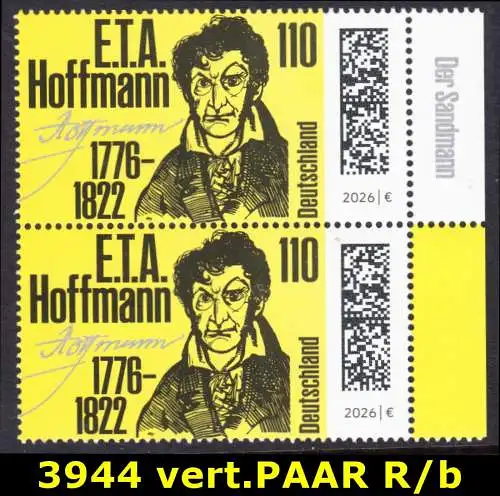 BUND 2026 Michel-# 3944 postfrisch vert.PAAR RÄNDER rechts (b)