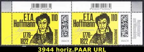 BUND 2026 Michel-# 3944 postfrisch horiz.PAAR ECKRÄNDER oben rechts & links 