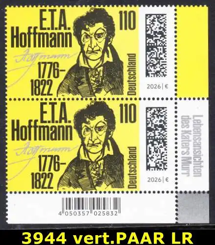 BUND 2026 Michel-# 3944 postfrisch vert.PAAR ECKRAND unten rechts 