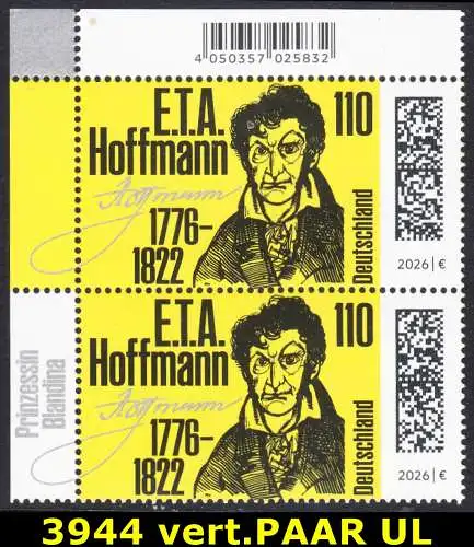 BUND 2026 Michel-# 3944 postfrisch vert.PAAR ECKRAND oben links