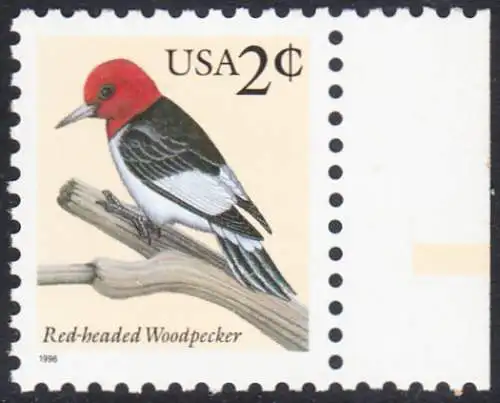 USA Michel 2692 / Scott 3032 postfrisch EINZELMARKE Rand rechts (a1) - Tiere: Rotkopfspecht