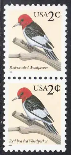 USA Michel 2692 / Scott 3032 postfrisch vert.PAAR - Tiere: Rotkopfspecht