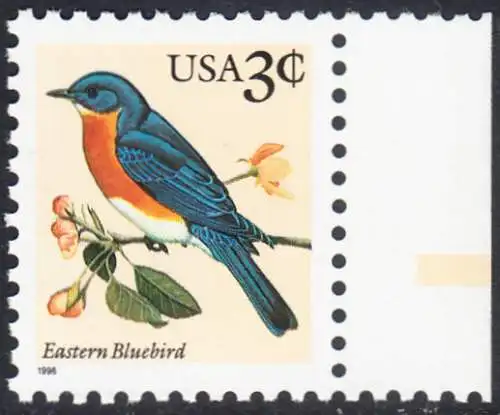 USA Michel 2702 / Scott 3033 postfrisch EINZELMARKE RAND rechts - Tiere: Rotkehl-Hüttensänger