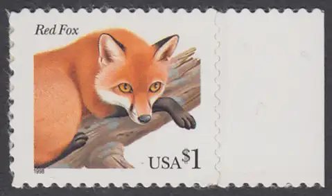 USA Michel 3000 / Scott 3036 postfrisch EINZELMARKE RAND rechts - Tiere: Rotfuchs