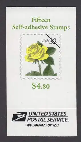 USA Michel 2795 / Scott 3049a postfrisch BOOKLET(15) - Blumen: Rose